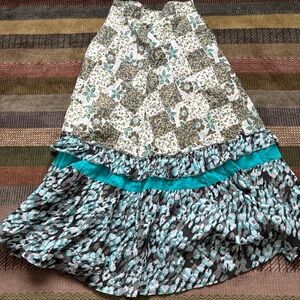 Anthropologie Floral Patchwork Maxi Skirt - Cream, Brown, Teal